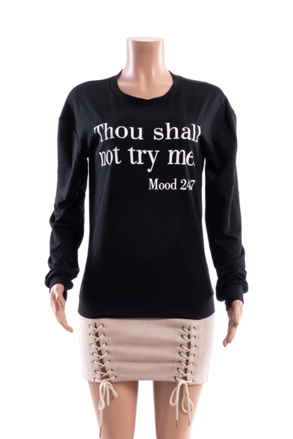 Letter print stretch casual sweatshirt